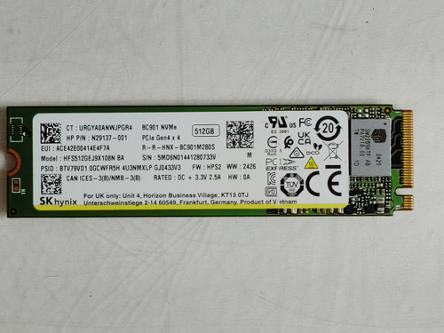 SK Hynix BC901 HFS512GEJ9X108N 512 GB PCIe Gen4 80mm Solid State Drive