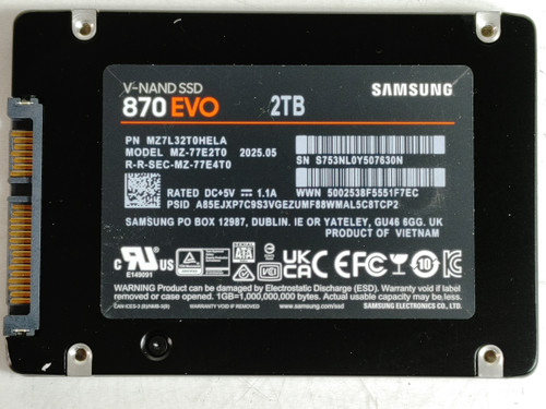 Samsung 870 EVO MZ-77E2T0 2 TB SATA III 2.5 in Solid State Drive