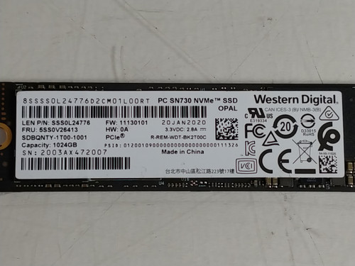 Western Digital SN730 SDBQNTY-1T00 1 TB NVMe 80mm Solid State Drive