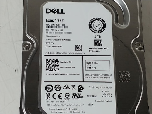 Lot of 2 Seagate Dell Exos 7E2 ST2000NM0018 2 TB SATA III 3.5 in Enterprise Drive