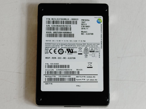 Lot of 2 Samsung NetApp PM1633a MZ-ILS3T8B 3.84 TB SAS 3 2.5 in Solid State Drive