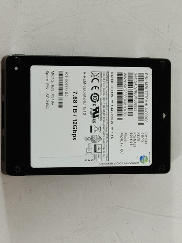 Lot of 10 Samsung MZ-ILT7T60 7.68 TB SAS 3 2.5 in Solid State Drive