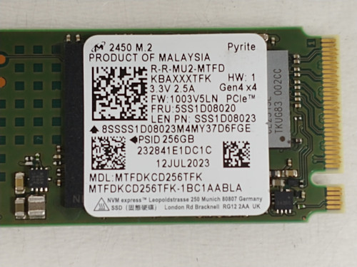 Micron 2450 MTFDKCD256TFK 256 GB NVMe 42mm Solid State Drive