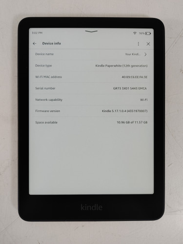 Amazon Kindle Paperwhite (12th Generation) KINDLEPAPERWHITE12THGEN 16 GB Kindle OS (WiFi Only)