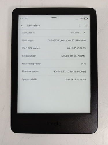 Amazon Kindle (11th Generation, 2024 Release) 16 GB Kindle OS (WiFi Only)