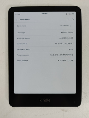 Amazon Kindle Colorsoft (1st Generation) 16 GB Kindle OS (WiFi Only)