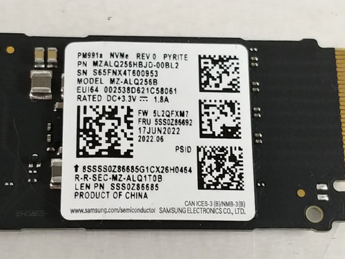 Lot of 5 Samsung PM991a MZ-ALQ256B 256 GB NVMe 1.8 in Solid State Drive