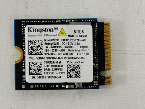Kingston 0M3PDP3512GB 512 GB PCIe Gen3 30mm Solid State Drive