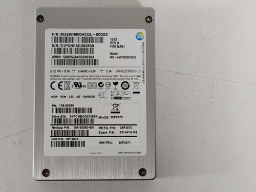 Samsung NetApp MZ-6WR8000 800 GB SAS 2 2.5 in Solid State Drive