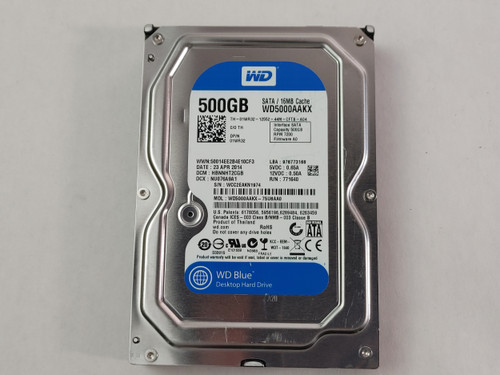 Lot of 5 Western Digital WD Blue WD5000AAKX 500 GB SATA III 3.5 in Hard Drive