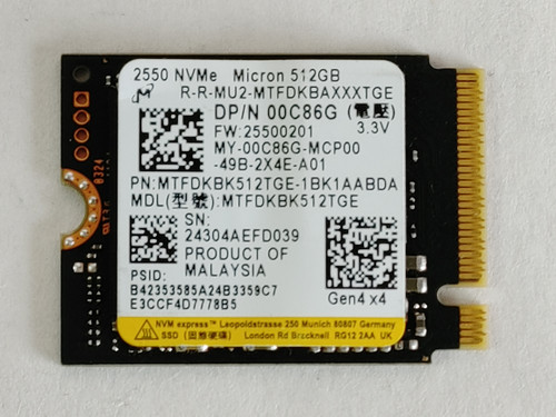 Micron 2550 MTFDKBK512TGE 512 GB NVMe 30mm Solid State Drive