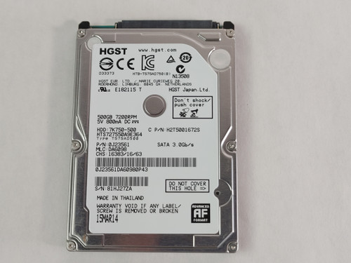 Lot of 2 Hitachi HTS727550A9E364 500 GB SATA II 2.5 in Laptop Hard Drive