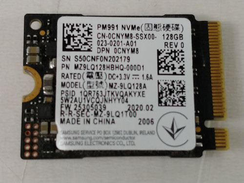 Lot of 2 Samsung PM991 MZ-9LQ128A 128 GB NVMe 30mm Solid State Drive