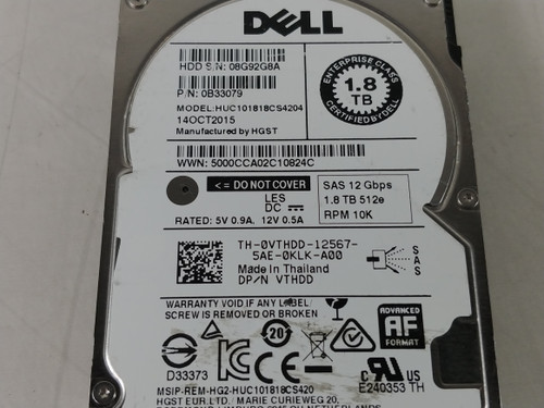 Lot of 2 HGST Dell HUC101818CS4204 1.8 TB SAS 3 2.5 in Enterprise Drive