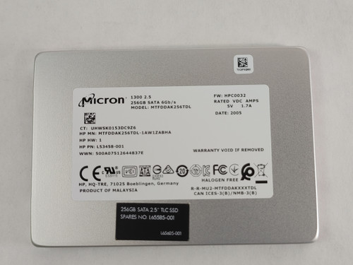 Lot of 2 Micron 1300 MTFDDAK256TDL 256 GB SATA III 2.5 in Solid State Drive