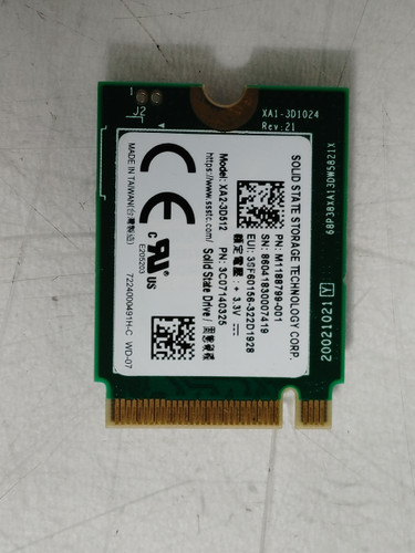 Lot of 2 Solid State Storage Tech. XA2-3D512 512 GB NVMe 30mm Solid State Drive