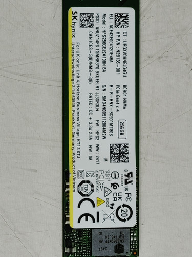 SK Hynix BC901 HFS256GEJ9X108N 256 GB NVMe 80mm Solid State Drive