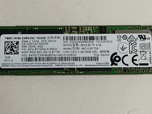 Samsung PM981 MZ-VLB1T0A 1 TB NVMe 80mm Solid State Drive