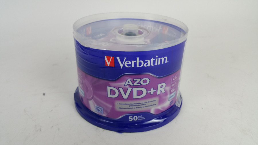 New Verbatim 95037 AZO DVD+R 4.7 GB 16X DVD Recordable Disc 50 Pack