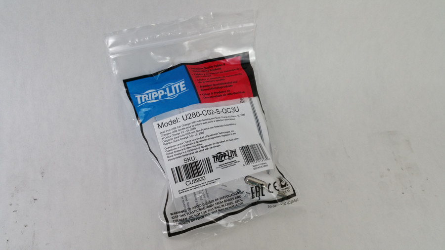 New Tripp-Lite U280-C02-S-QC3U Dual Port USB Car Charger