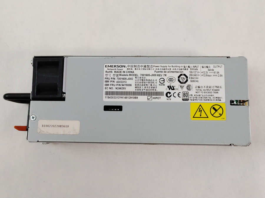 Emerson 7001605-J000 750W 1U Server Power Supply For X3650 M4