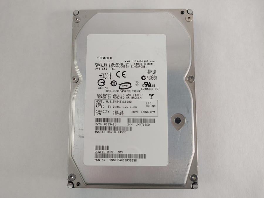 Lot of 5 Hitachi HUS154545VLS300 450 GB 3.5" SAS Enterprise Hard Drive