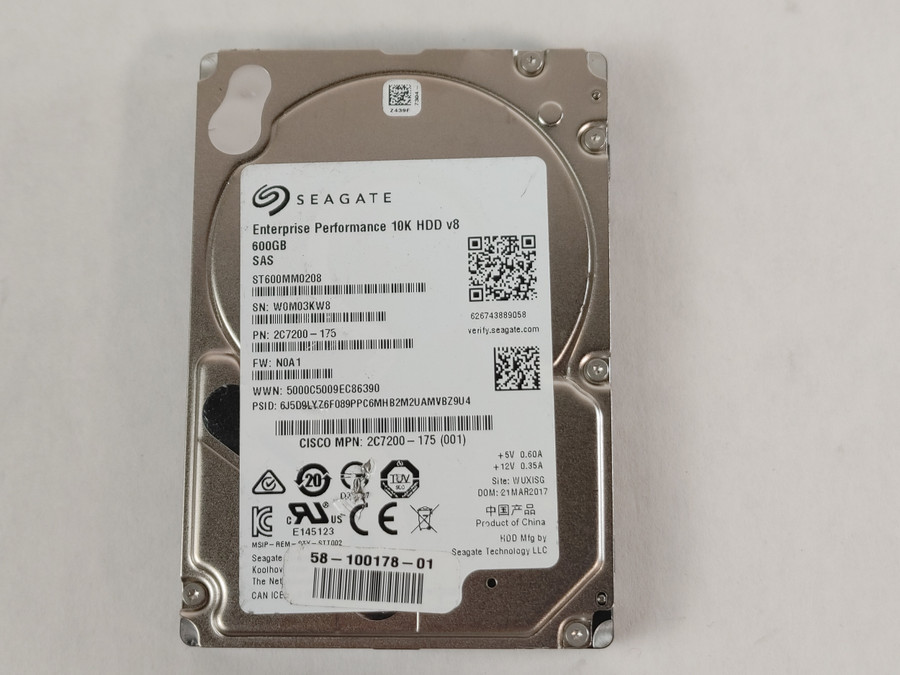 Lot of 2 Seagate Cisco ST600MM0208 600 GB SAS 3 2.5 in Enterprise Hard Drive