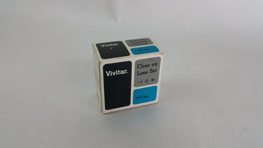 New Vivitar 55mm +1, +2, +3 Close-up Camera Lens Set with Case