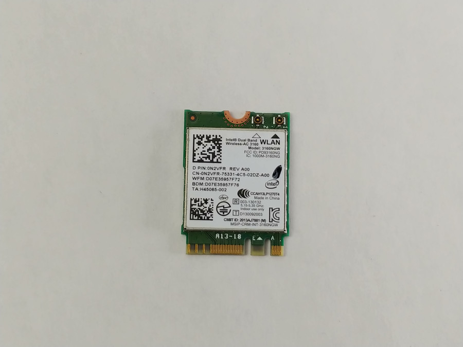Dell N2VFR Wireless-AC 3160 802.11ac M.2 Wireless Card + Bluetooth
