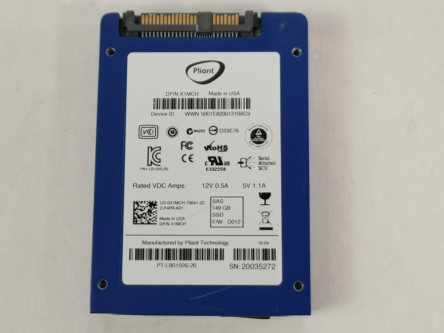 Lot of 2 Pliant Dell PT-LB0150S-20 149GB 2.5" SAS 3 Gb/s Solid State Drive