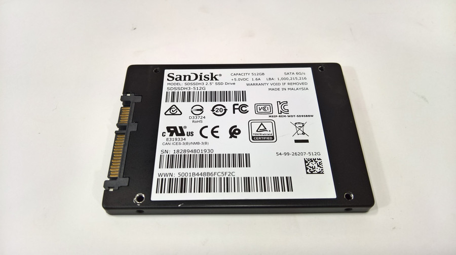 Lot of 5 SanDisk  Ultra SDSSDH3-512G 512 GB SATA III 2.5 in SSD