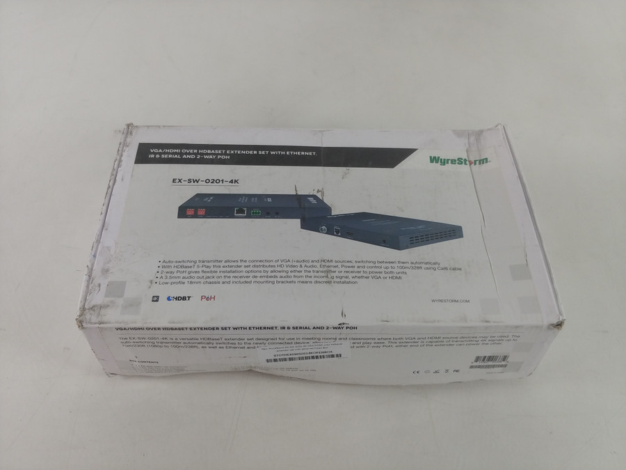 New WyreStorm EX-SW-0201-4K VGA/HDMI over Hdbaset extender set with ethernet Open Box
