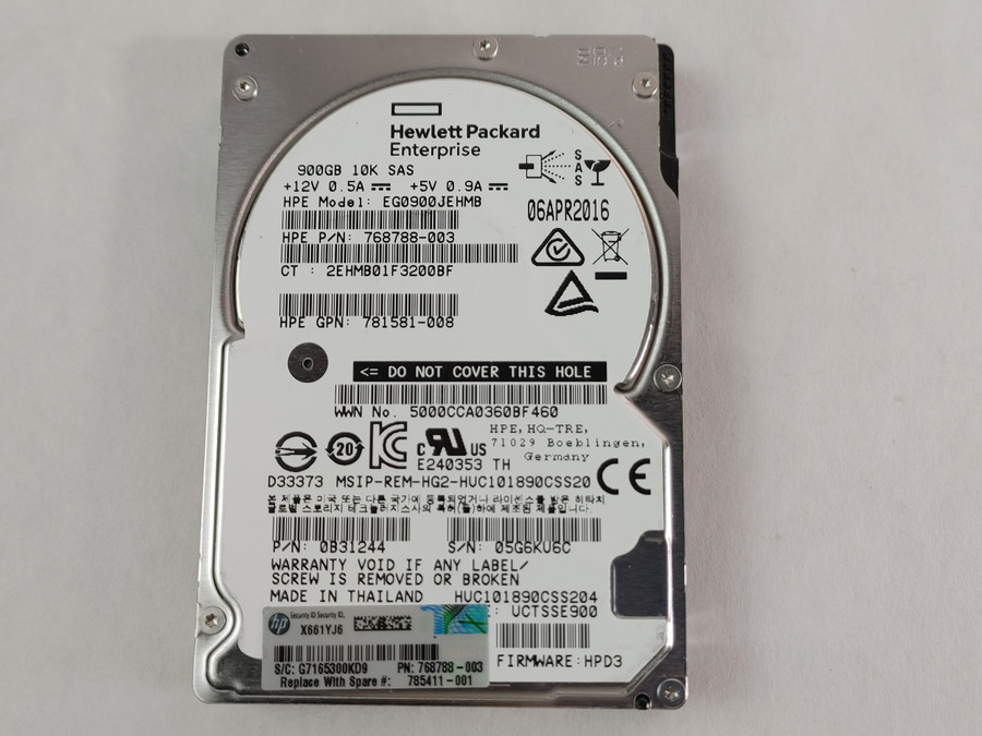 Lot of 2 Hitachi HP HUC1018900CSS204 900 GB 2.5" SAS 3 Enterprise Hard Drive