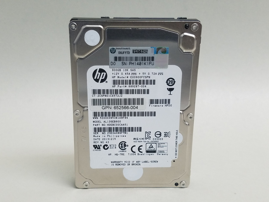 Lot of 5 Toshiba HP AL13SEB900 900 GB SAS 2 2.5 in Enterprise Hard Drive