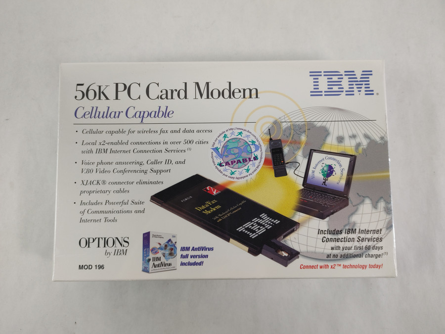 Lot of 2 New IBM 56K PC Card Data/Fax Modem Kit with XJACK Model 196