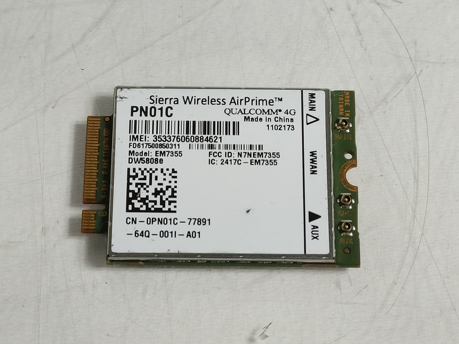 Lot of 2 Dell DW5808E Sierra Wireless PN01C EM7355 PCle M.2 4G LTE WWAN Card
