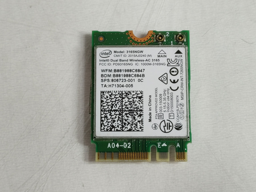 Intel 3165NGW WirelessAC 3165 802.11ac M.2 Wireless Card + BL 4.0