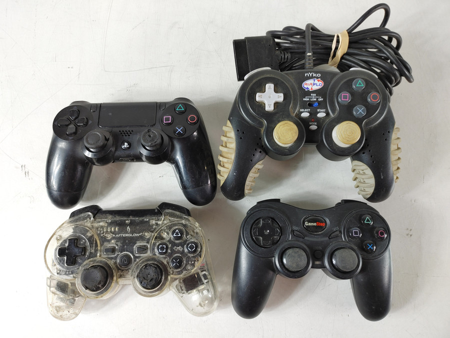Lot of 4 Sony 3rd Party PlayStation 2/3/4 Wireless/Wired Controllers - Untested