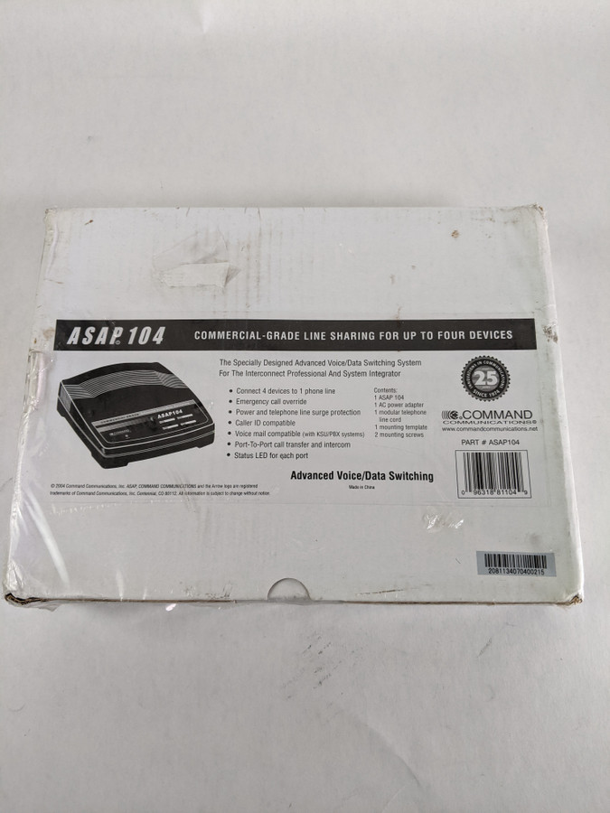 New COMMAND COMMUNICATIONS ASAP104 4-Port Advanced Voice/Data Swiitching System