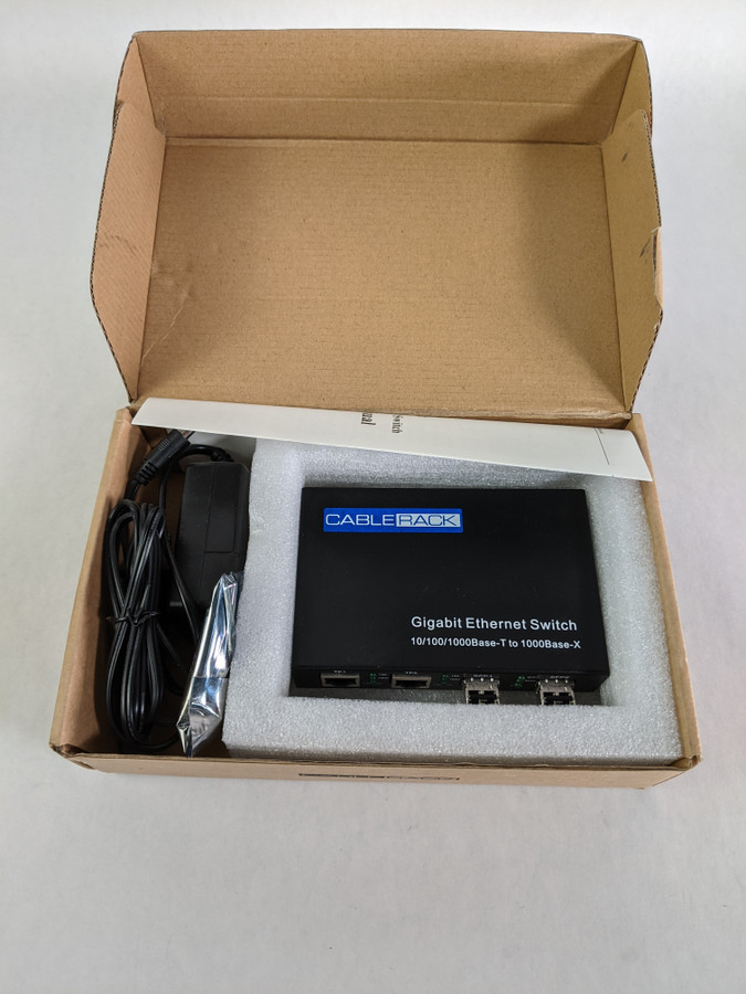 New CABLERACK JBX18245 Gigabit Media Converter Multimode to Singlemode All-In-One (3 Configurations) Fi Open Box