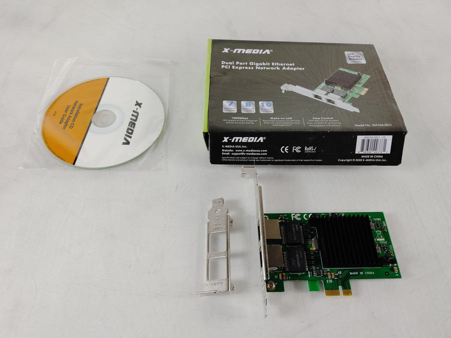 New X-MEDIA XM-NA3821 Dual Port Gigabit PCI Express Network Adapter Open Box