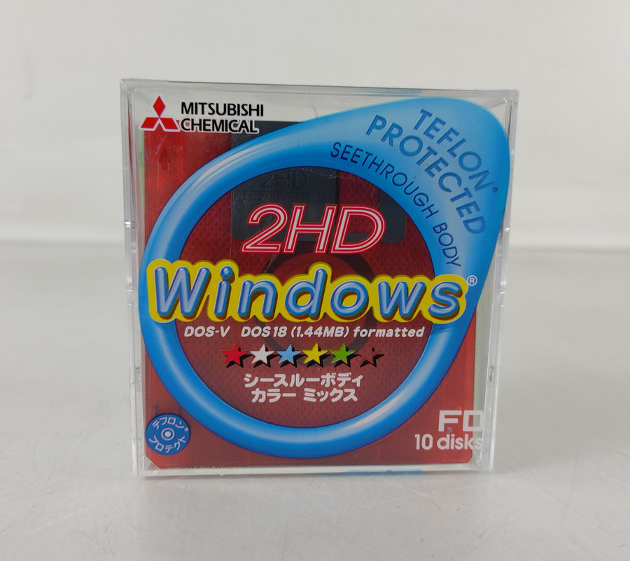 New Mitsubishi Chemical 2HDV10SM Vintage Rare Import 10Pk Box 2HD 3.5" Formatted 1.44 MB Floppy Disks