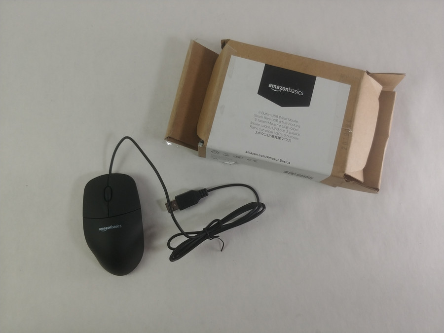 Lot of 2 Amazon MSU0939 USB 3 Button Standard Mouse Black Open Box