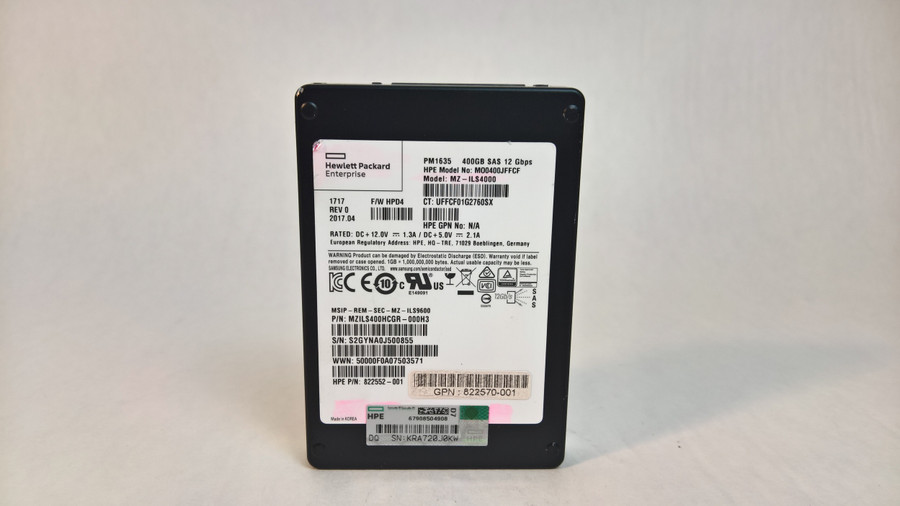 Lot of 5 Samsung HP  MZ-ILS4000 400 GB SAS 3 2.5 in Solid State Drive