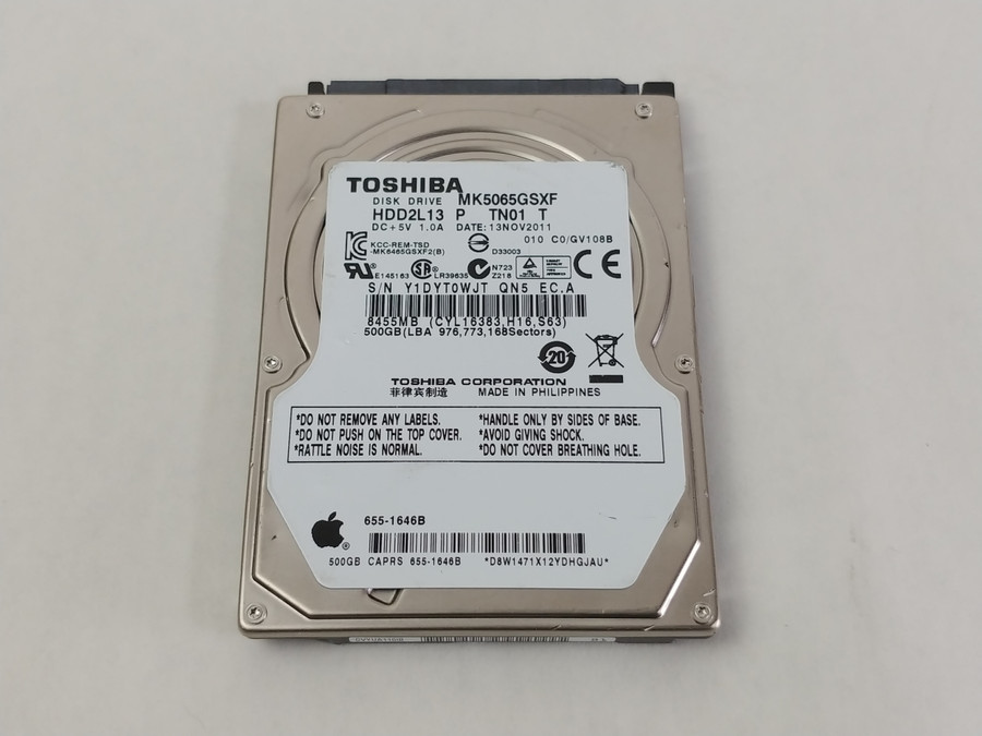 Toshiba Apple MK5065GSXF HDD2J62 500 GB 2.5" SATA II Laptop Hard Drive