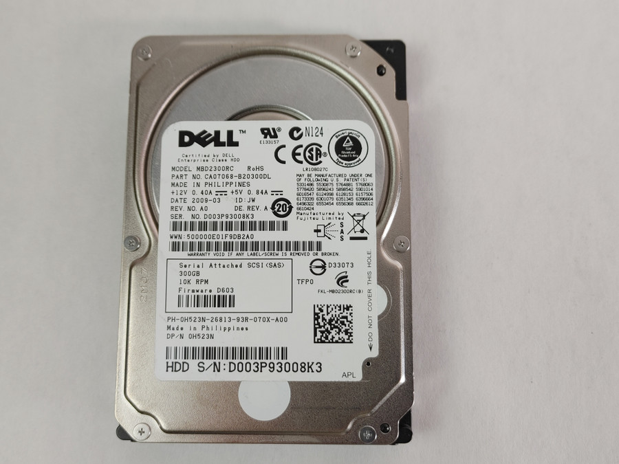 Lot of 5 Toshiba Dell MBD2300RC 300 GB 2.5 in SAS 2 Enterprise Hard Drive