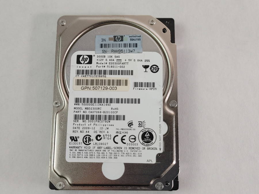 Lot of 2 Fujitsu HP MBD2300RC 300 GB 2.5" SAS 2 Server Hard Drive