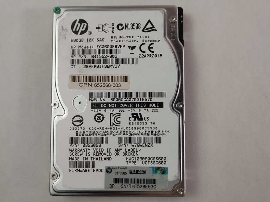 Lot of 2 Hitachi HP HUC109060CSS600 600 GB SAS 2 2.5 in Enterprise Drive