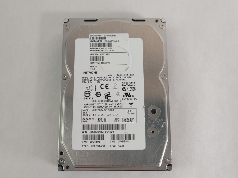 Lot of 10 Hitachi NetApp HUS156045VLS600 450 GB SAS 2 3.5 in Enterprise Drive