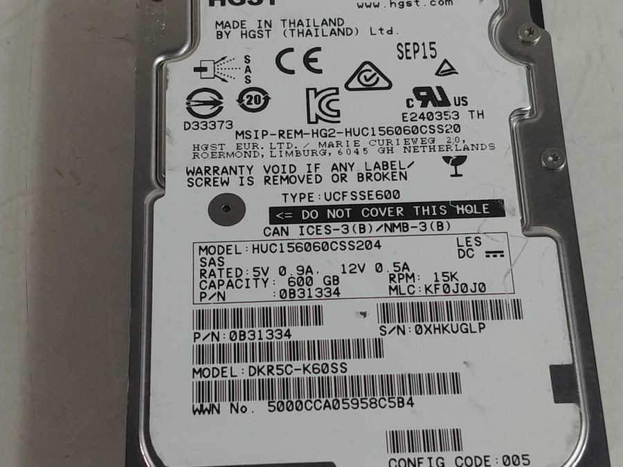 Lot of 2 HGST HUC156060CSS204 600 GB SAS 3 2.5 in Enterprise Drive